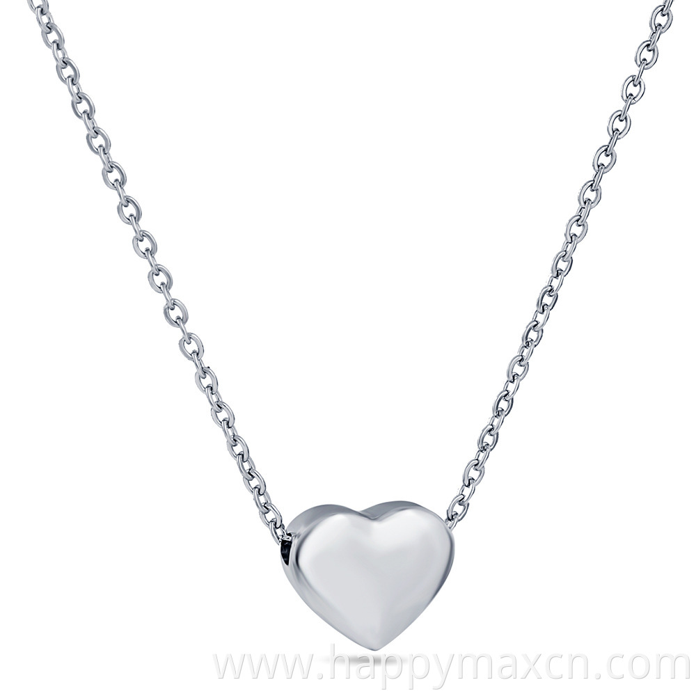 New Stainless Steel Heart Necklace For Women Titanium Steel Chain Heart Shape Pendant Necklace